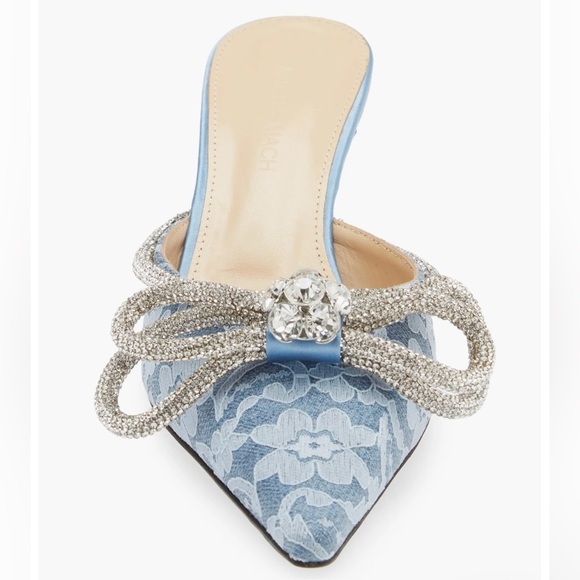 MACH & MACH Double Bow Floral Lace Pointed Toe Mule - Picture 2 of 13